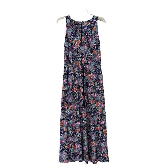 Talbots Maxi Dress Women Small Petite Floral Keyhole Sleeveless Stretch Belt - Picture 1 of 6